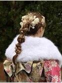 ヘアアレンジ/編みおろし/成人式/卒業式