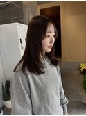 レイヤーカット　韓国ヘア　ヘーゼルベージュ