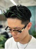 緑×黒◎メンズデザインヘア