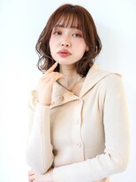愛されくびれミディアムに透明感ブラウンカラー