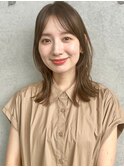 ふんわりミディアム×小顔前髪レイヤーカット×オリーブグレーa