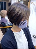暗髪大人ショートボブ・艶髪ラベンダーアッシュ【BISA】