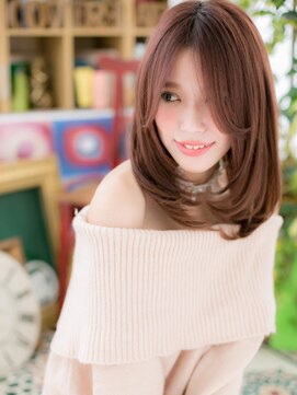 カバーヘア ブリス 戸田公園西口店(COVER HAIR bliss) 大人可愛いセンターパートピンクブラウンc5戸田公園20代30代40代