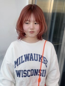 ロンド 表参道店(Lond) 切りっぱなしボブ オレンジブラウン ウルフレイヤー