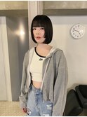 ぱつっとボブ/ぷつっとカット/縮毛矯正
