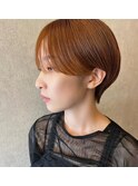 前髪長めまるみショート orenge brown