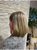 伸ばしかけボブパーマゆるふわプードルパーマ顔周りカット