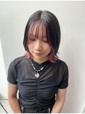 大人可愛いくびれレイヤーボブ×インナーカラーピンク