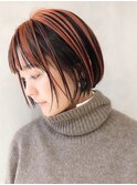 オレンジコントラスト_ことりベージュ毛先パーマ_ba258803