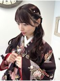 着付けヘアセットハーフアップヘア