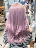 渋谷ピンクベージュカラーペールピンクカラー顔周りレイヤー30代