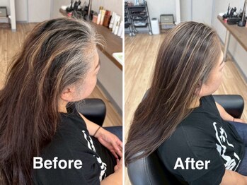 プライ(Pri)の写真/白髪を活かしたワンカラー施術でダメージレスに立体感と透明感を出す白髪ぼかし【白髪ぼかし/ハイライト】