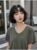 小顔ミディアムパーマミディアムデジタルパーマボブパーマ前髪