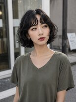 ノラ シブヤ(NORA)&nbsp;小顔ミディアムパーマミディアムデジタルパーマボブパーマ前髪
