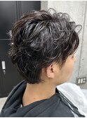 スパイラルパーマ/アップバング/ツーブロックマッシュ/束感