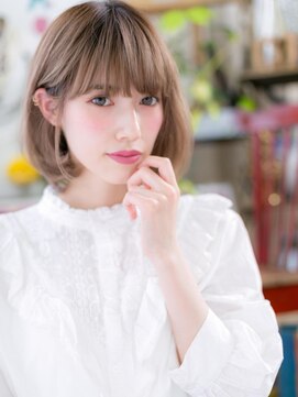 カバーヘア ブリス 上尾西口店(COVER HAIR bliss) くすみベージュ内巻きワンカール前下がりボブc6上尾20代30代40代