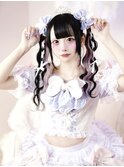 黒髪×イヤリングペールパープル/バージンレミーエクステ50枚