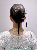 結婚式お呼ばれヘア リボンヘア
