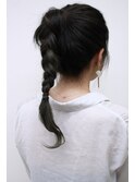 簡単アレンジ　三つ編みポニーテール