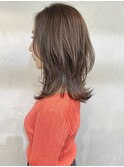 ニュアンスレイヤーセミディモカベージュ_毛先パーマ