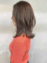 ニュアンスレイヤーセミディモカベージュ_毛先パーマ