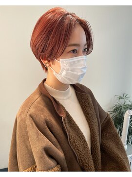 トレス(TRESS) センターパートショート/オレンジカラー/ハイトーンカラー