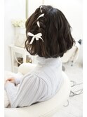 ボブダウンスタイル リボンアレンジ　ヘアセット