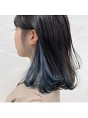 イヤリングカラーシルバーブルーアッシュロブ所沢内巻き