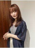 ロングレイヤー レイヤーカット 暖色カラー
