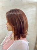 大人くびレイヤーカット透明感オレンジカラー