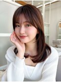 韓国風レイヤーイメチェンワイドバング美髪モカグレージュ