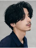銀座センターパートフェザーパーマツイスパメンズパーマウルフ
