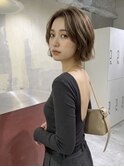 アンブレラカラーミディアムヘアショートカットセミロング50代