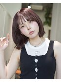 ピンクベージュ×くびれボブ　縮毛矯正　○堀越太真樹