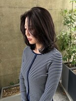 バイ ユア オウン フラワーズ コロン カバ 松本駅前(buy your own flowers : kava)&nbsp;夏カラー×透明感グレージュ小顔レイヤーカットミディアム