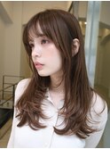 ◆レイヤーカットロング/ショコラブラウン/マロンブラウン/前髪
