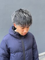 メンズグルーミングナンバーナイン(MEN'S GROOMING NUMBER NINE)&nbsp;ホワイトメッシュ/メンズパーマ/シルバー系
