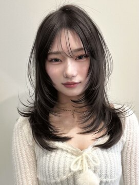 ライン(LINE) 韓国風/レイヤー/小顔/前髪カット/髪質改善/グレージュ/透明感