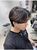 ニュアンスパーマセンターパートコンマヘアツーブロック