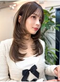 似合わせカット艶髪ミディアムレイヤー顔まわりカット