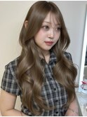 ヘーゼルベージュブリーチなしダブルカラーロングレイヤー透明感
