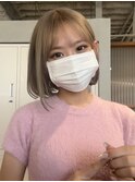 ミルクティーベージュ 切りっぱなしボブ