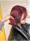 イメチェン/レッドブラウン/フルバング/似合わせカット