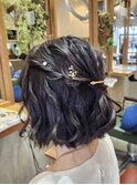 お持ち込みアクセ×ゆるふわハーフアップ