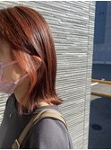 イヤリングカラーペールピンク×ブリーチなしレッドブラウン