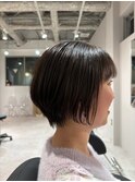 縮毛矯正をかけても丸みのあるショートボブ【船橋/白髪ぼかし】