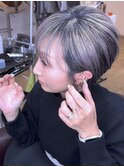 【透明感＋】脱白髪染めホワイトシャドールーツ×ブリーチ４回