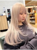 レイヤー  顔まわりレイヤーホワイトベージュ