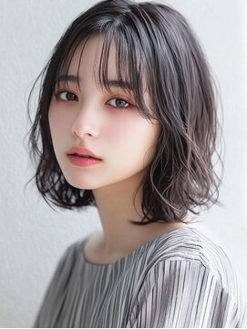 アボヘアー(Abo hair) 小顔大人可愛いゆるふわシルキーグレージュミディ20代30代40代