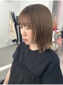 外ハネボブ ブリーチ ベージュ 顔周りレイヤー 髪質改善【山口